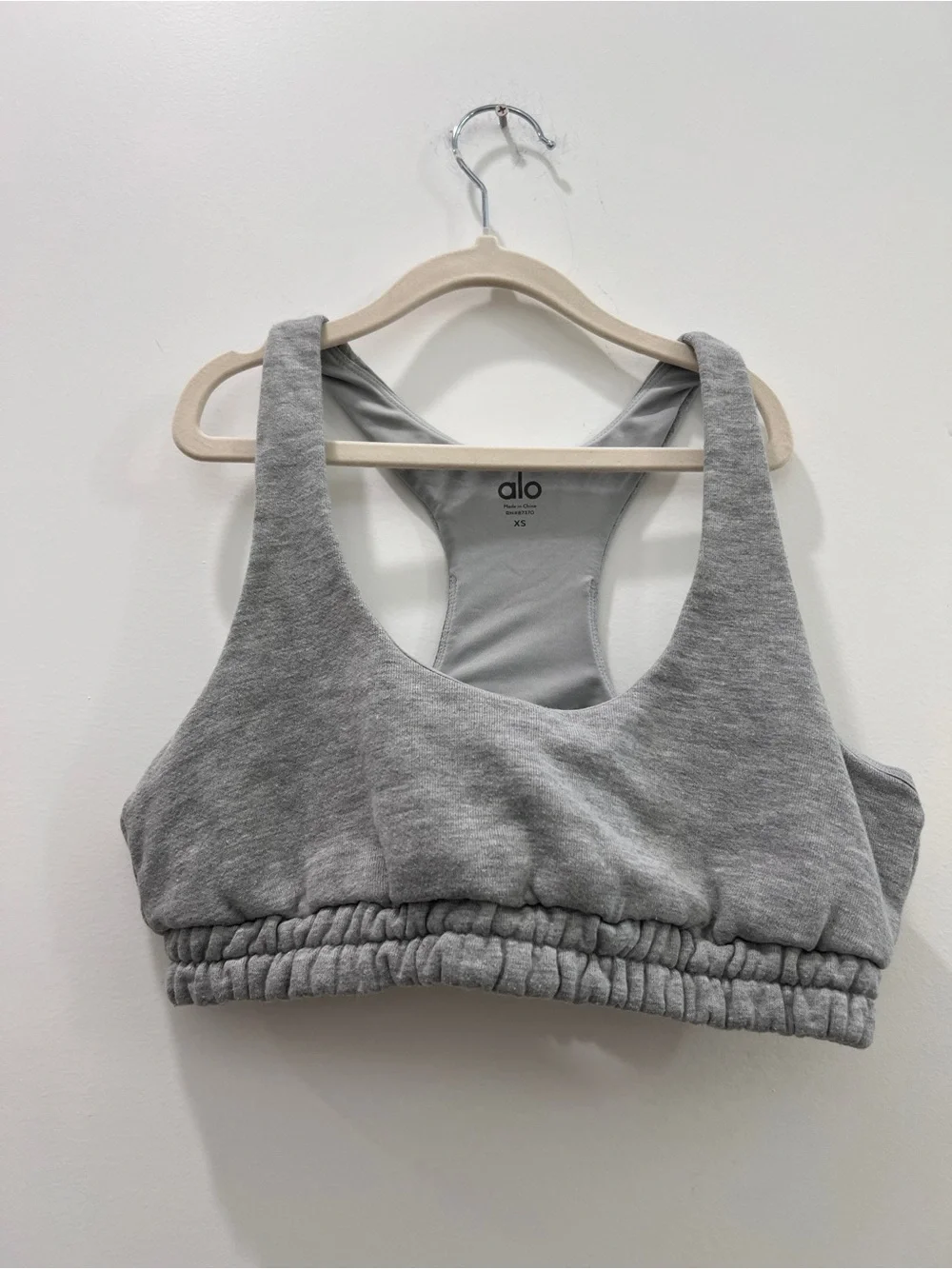 Alo Light Gray Ribbed Sports Bra - XS